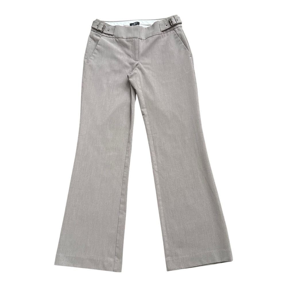 Ann Taylor Loft Julie Trouser Pants Womens 00P Petite Taupe Stretch Buckle Work